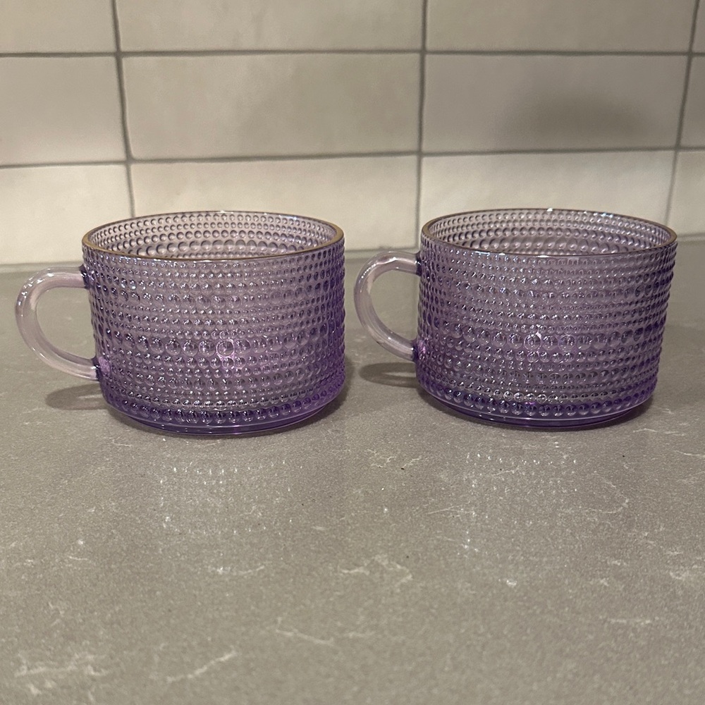 cupcakes & cashmere Purple Textured Glass Mugs (Set of 2)